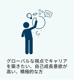 グローバルな視点でキャリアを築きたい、自己成長意欲が高い、積極的な方